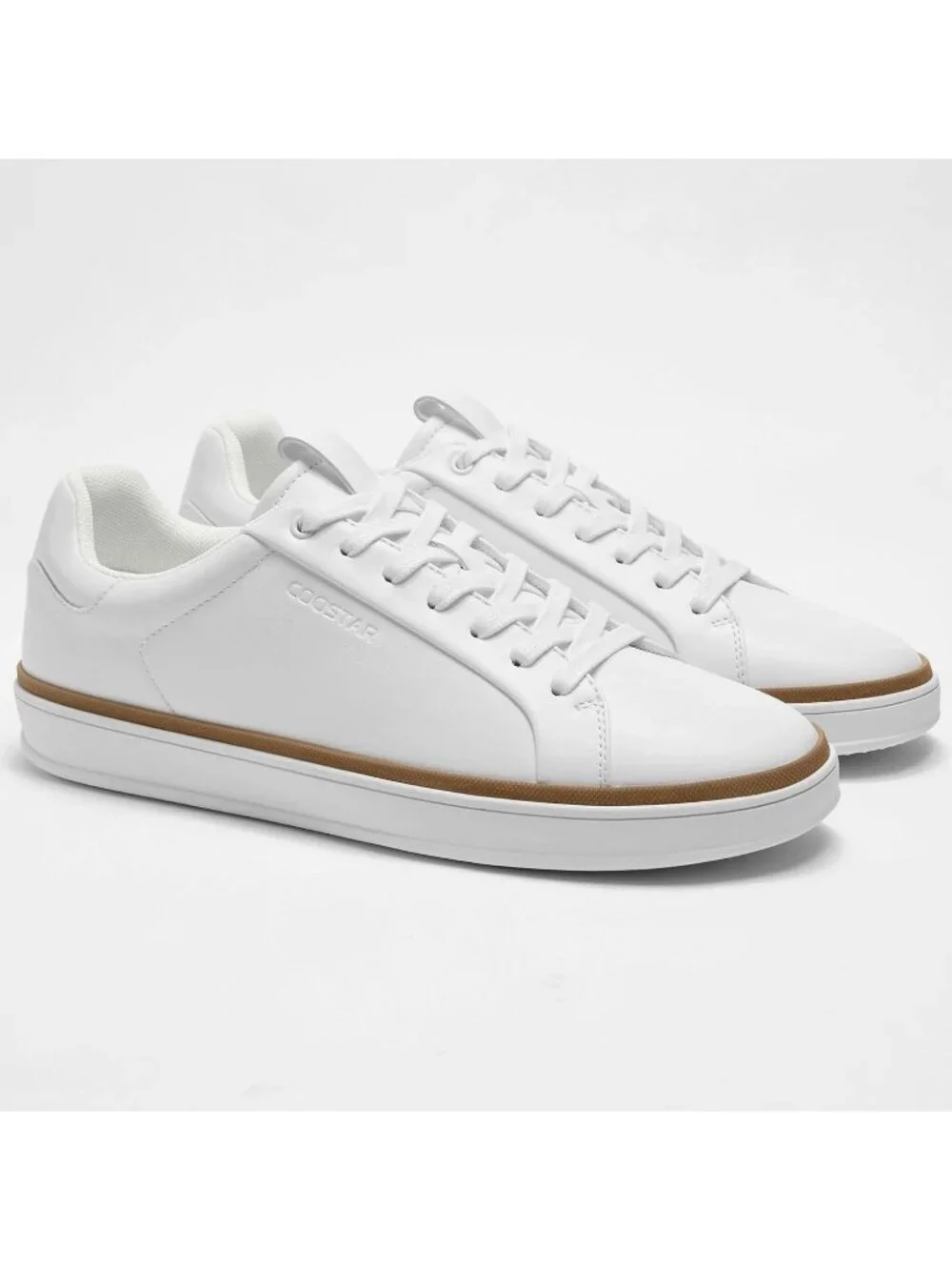 Coostar Men's White Rubber Sole Lightweight Comfortable Classic Lace Up Sneakers